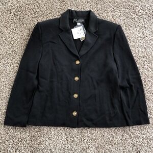 St. John Collection By Marie Gray Short Coat Blazer Womens 12 Black Wool Blend
